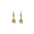 Gold dangle earrings with green stone