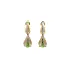 Gold dangle earrings with green stone
