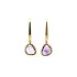 Gold dangle earrings with purple stone