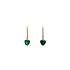 Gold Earrings with Zircones and Emerald Green Hearts