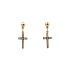 Gold Earrings Cross with Zircons