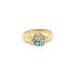 Exclusive Gold Ring with Heart-Shaped Blue Topaz and Zirconia