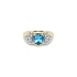 Exclusive Gold Ring with Blue Topaz and Zirconia
