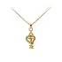 Gold Pendant Heart and Key with Zircons