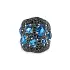 Gold Ring with Blue Topaz and Black Diamonds