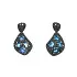 Gold Earrings with Blue Topaz and Black Diamonds