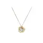 Elegant yellow and white gold necklace with a flower and zirconia