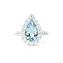 Luxury Drop Shaped Ring with Aquamarine and Diamonds