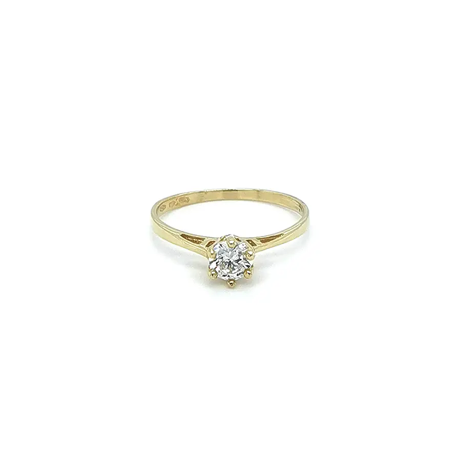 Gold Engagement Ring with Zircon