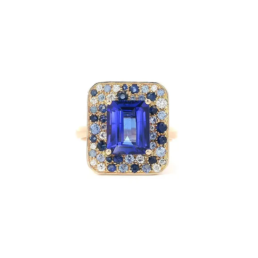 Exclusive Ring with Tanzanite, Sapphires and Diamonds Unique Luxury