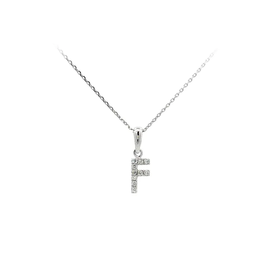 White Gold Pendant with Zirconia – Letter F