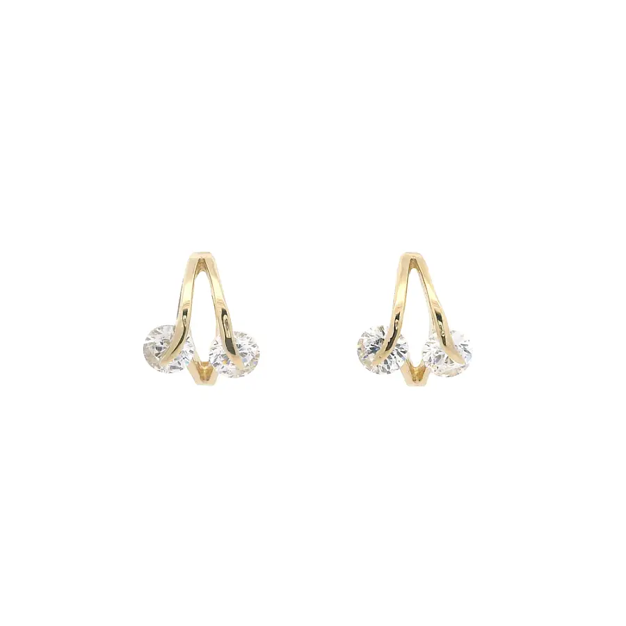 Gold Earrings with Sparkling Zircons