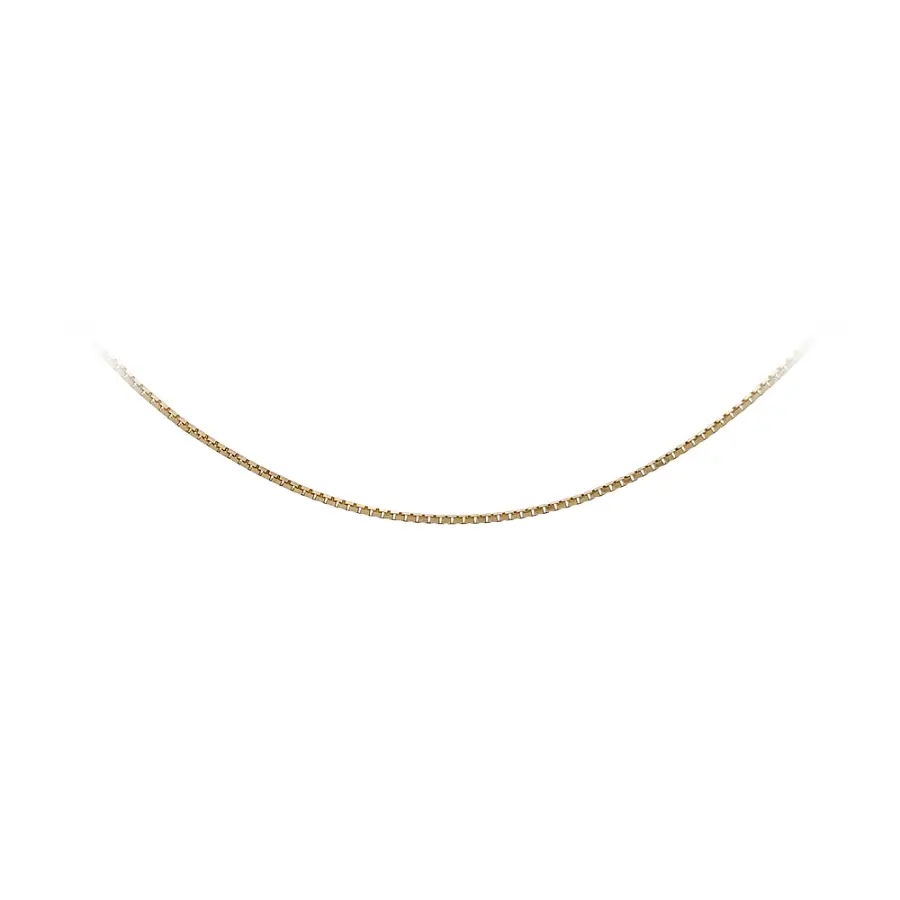 14K Yellow Gold Box Chain Necklace, 50 cm