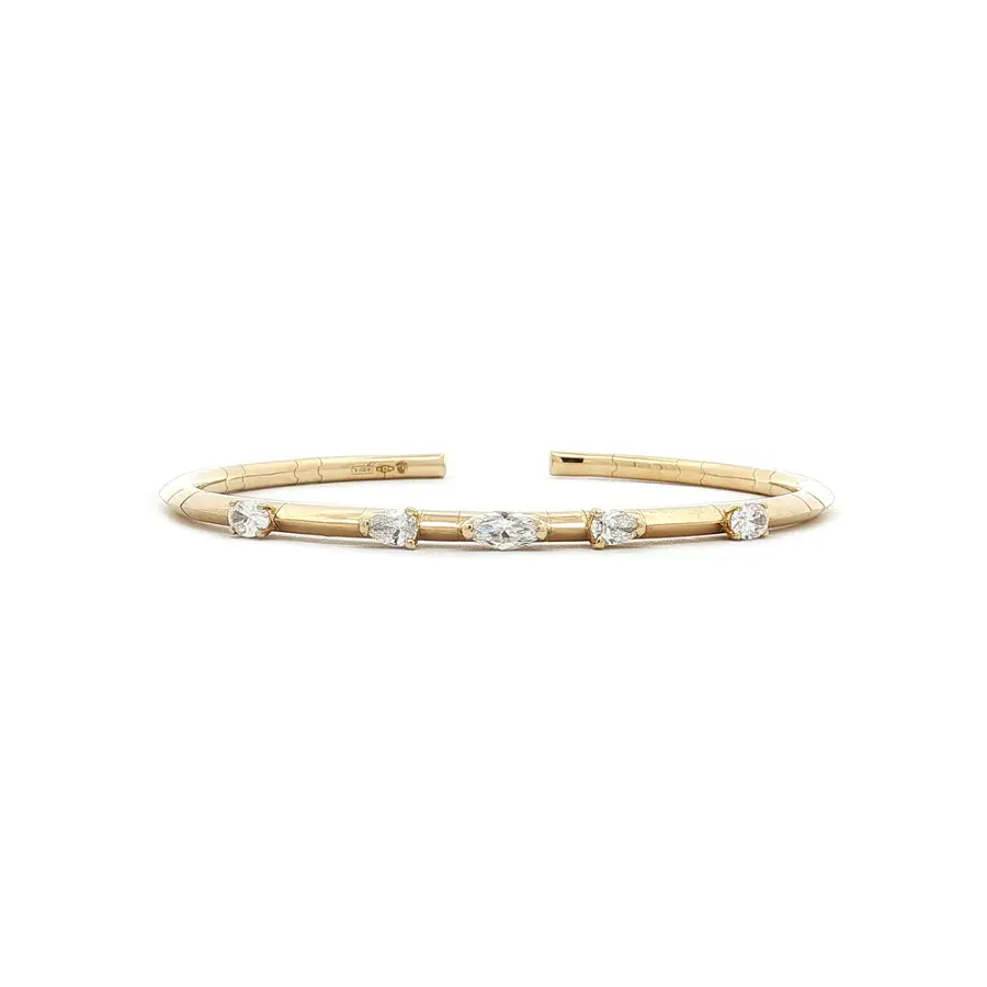 Diamond cuff bracelet made of 18kt yellow gold, 0,79 ct