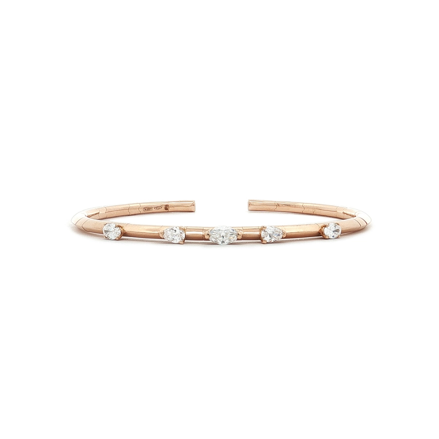 Diamond Cuff Bracelet in 18kt Rose Gold, 0.79 ct