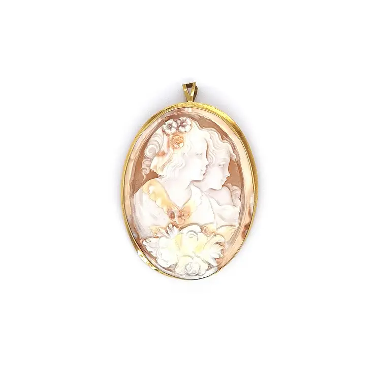 Exclusive Gold Cameo Brooch and Pendant