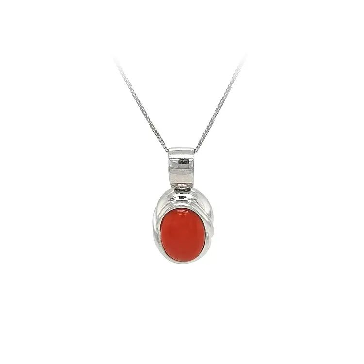 Exclusive White Gold Pendant with Coral