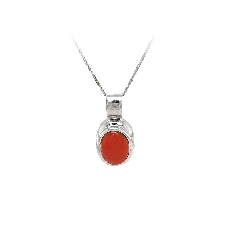 Exclusive White Gold Pendant with Coral