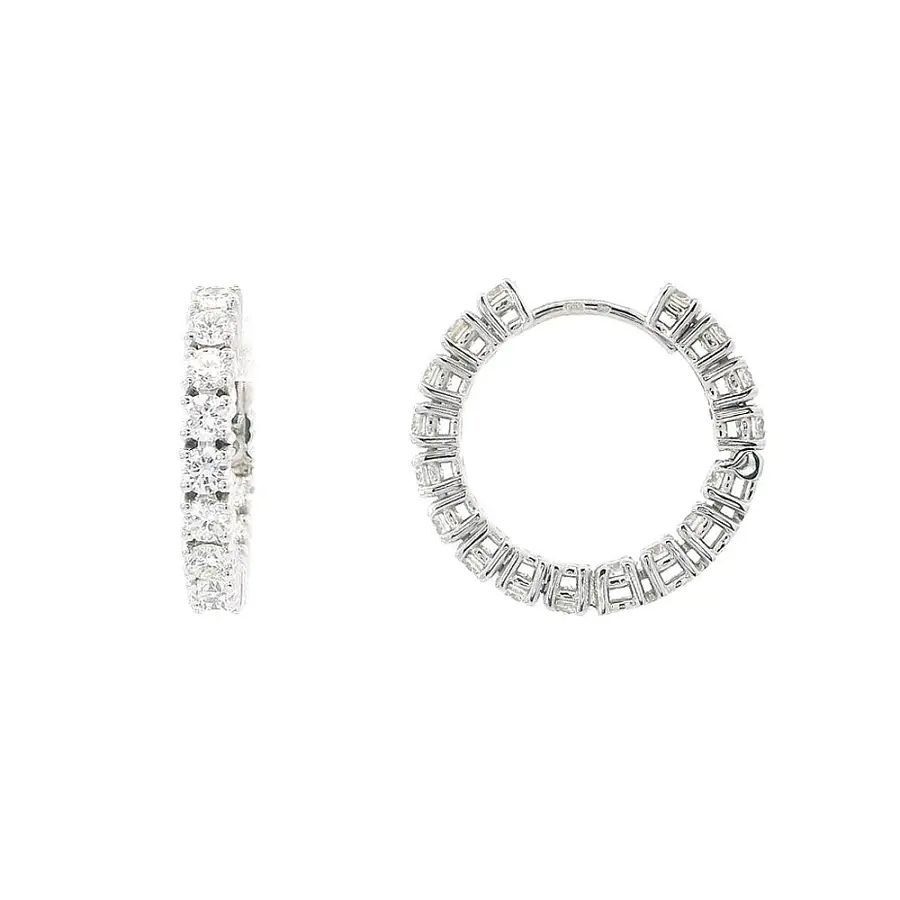 Luxury White Gold Hoop Earrings with Diamonds