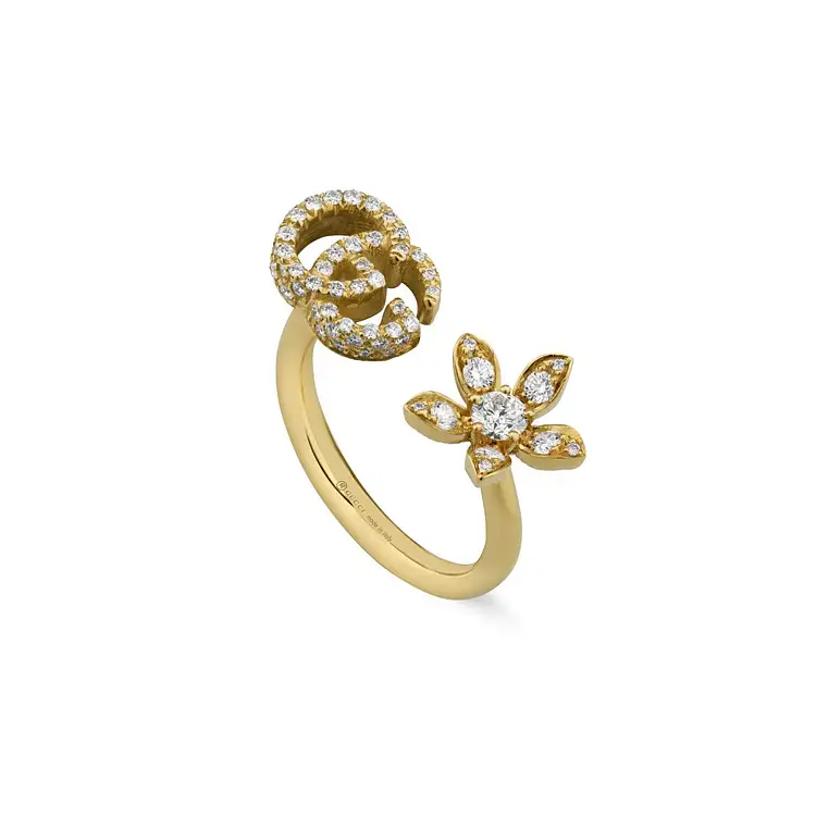 Gucci Flora Gold Ring with Diamonds YBC582019002014