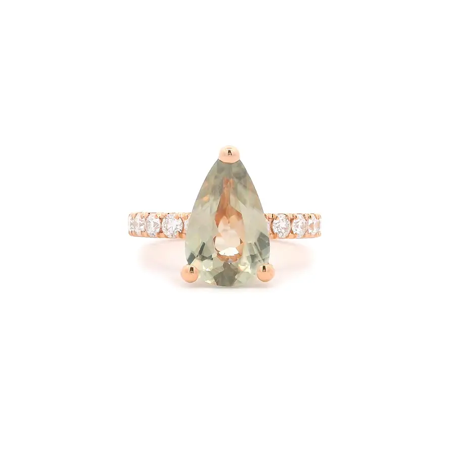 18kt Rose Gold Ring with Tourmaline and Diamonds