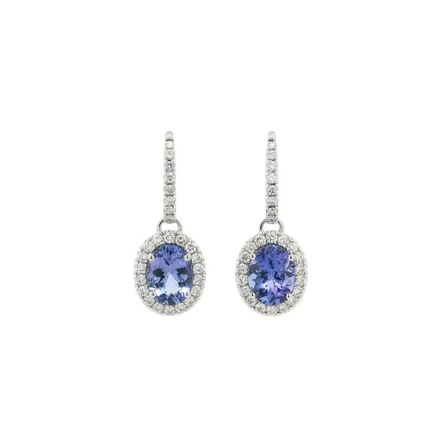 White Gold Drop Earrings with Tanzanites and Diamonds