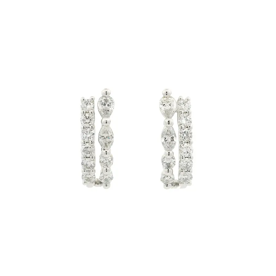 White Gold Earrings with Brilliant and Marquise-Cut Diamonds