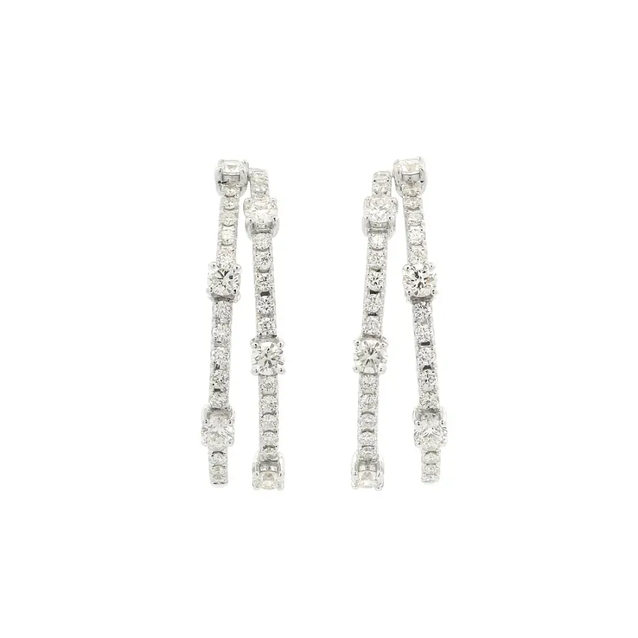 White Gold Double Hoop Diamond Earrings