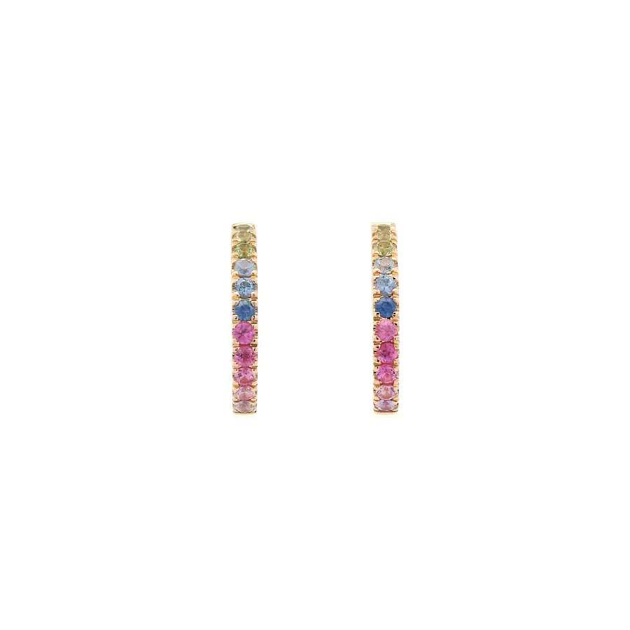 18K Rose Gold Hoop Earrings with Multicoloured Sapphires