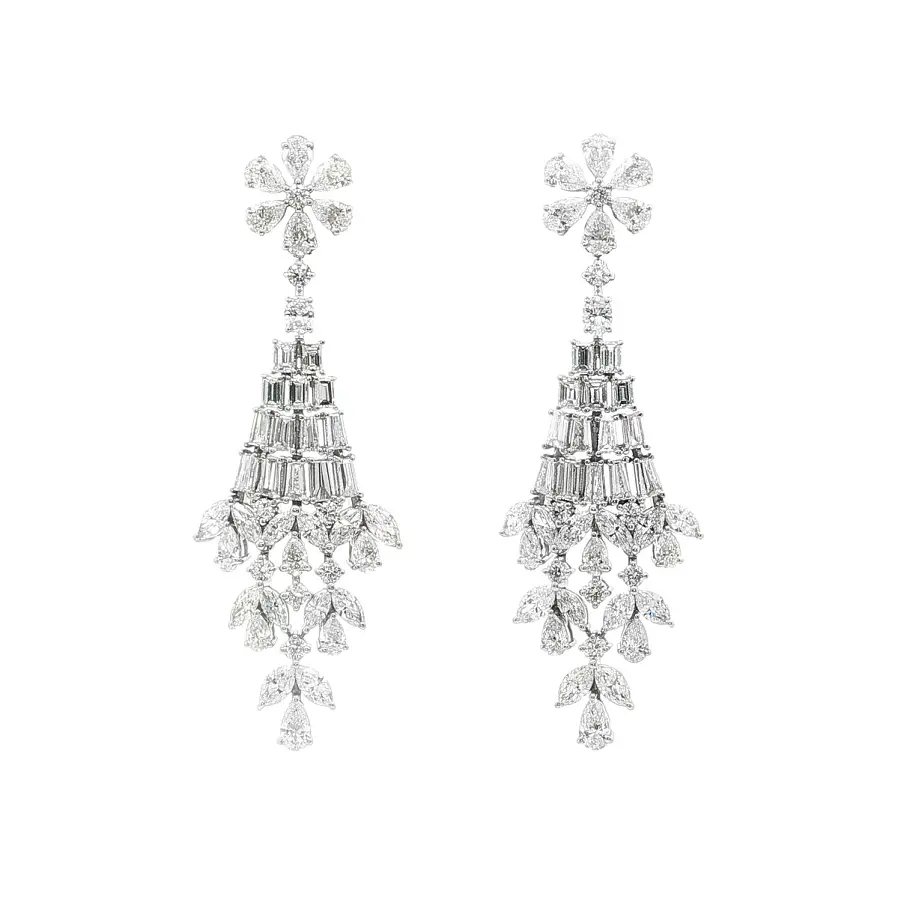 White Gold Diamond Chandelier Earrings