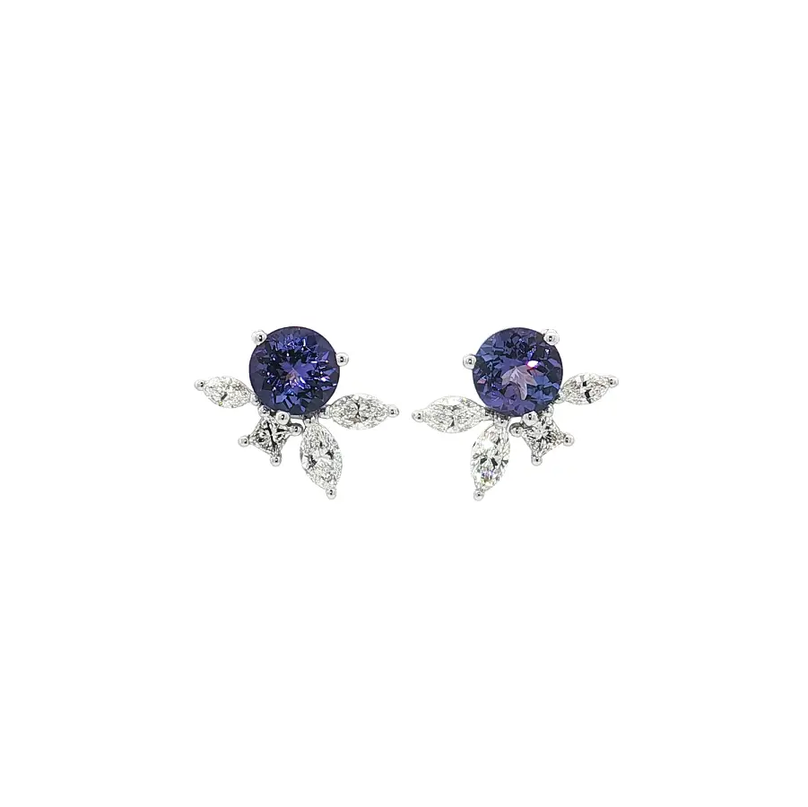 White Gold Earrings with Tanzanites and Diamonds