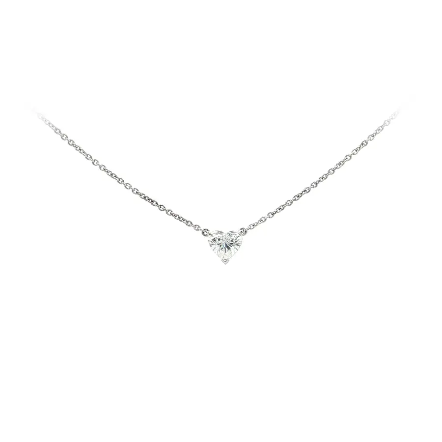 White Gold Necklace with Heart-Shaped Diamond