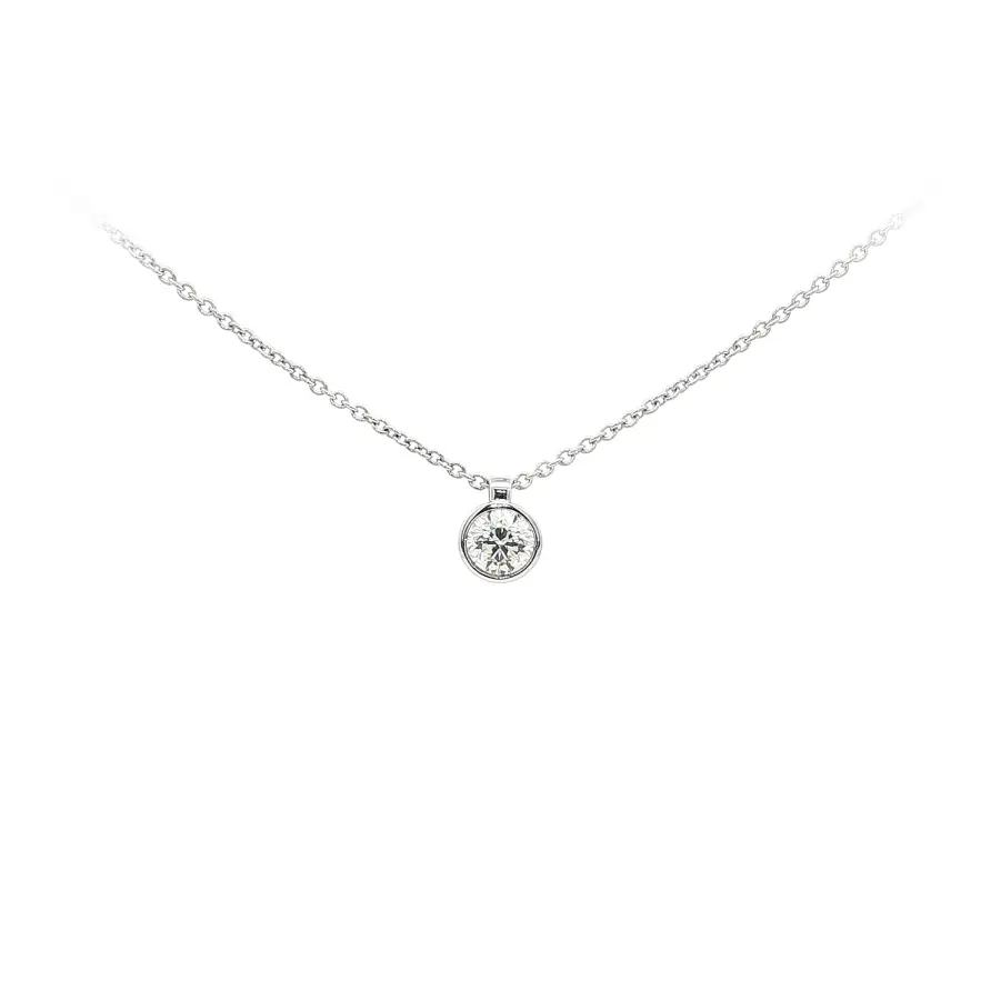White Gold Necklace with Bezel-Set Diamond