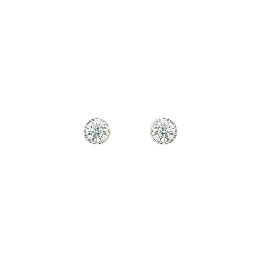 White Gold Earrings with 1.00 ct Bezel-Set Diamonds