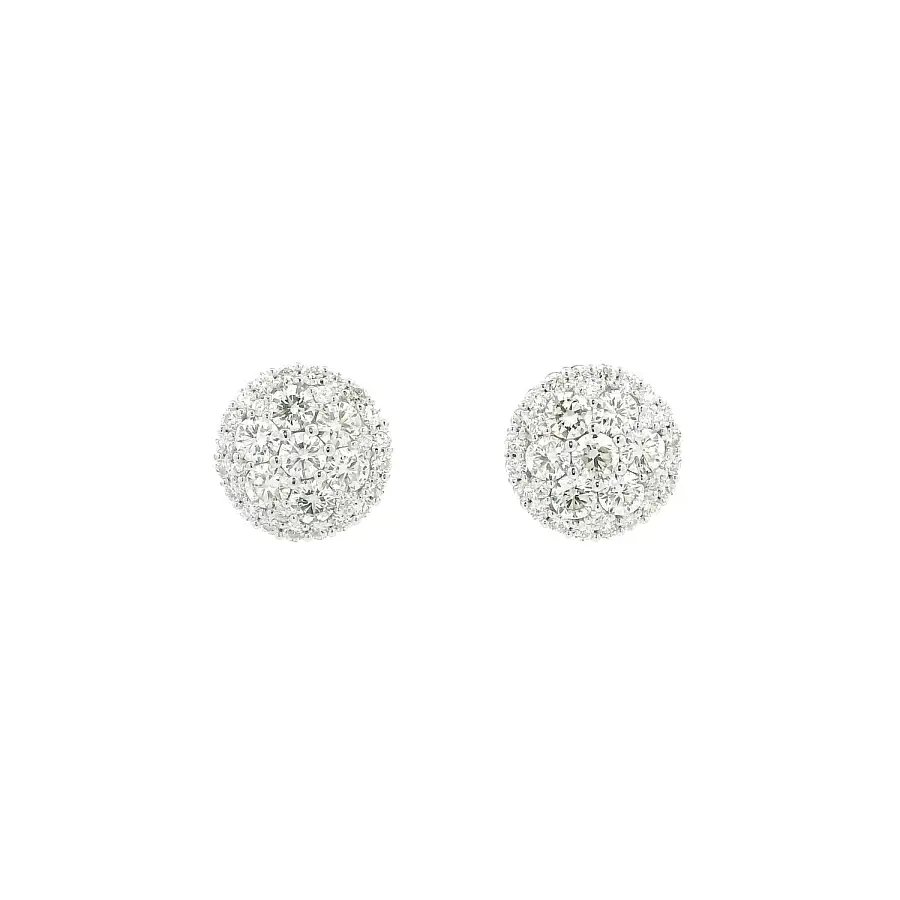 White Gold Earrings with Diamond Pavé Dome