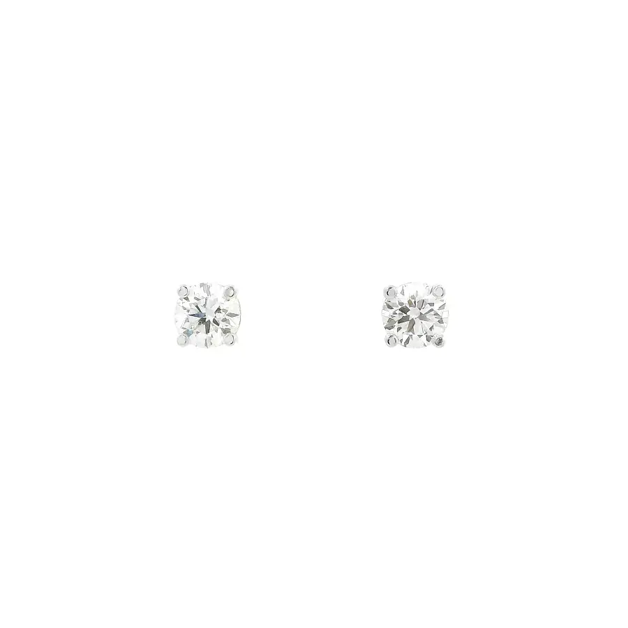White Gold Solitaire Diamond Earrings 1.00 ct