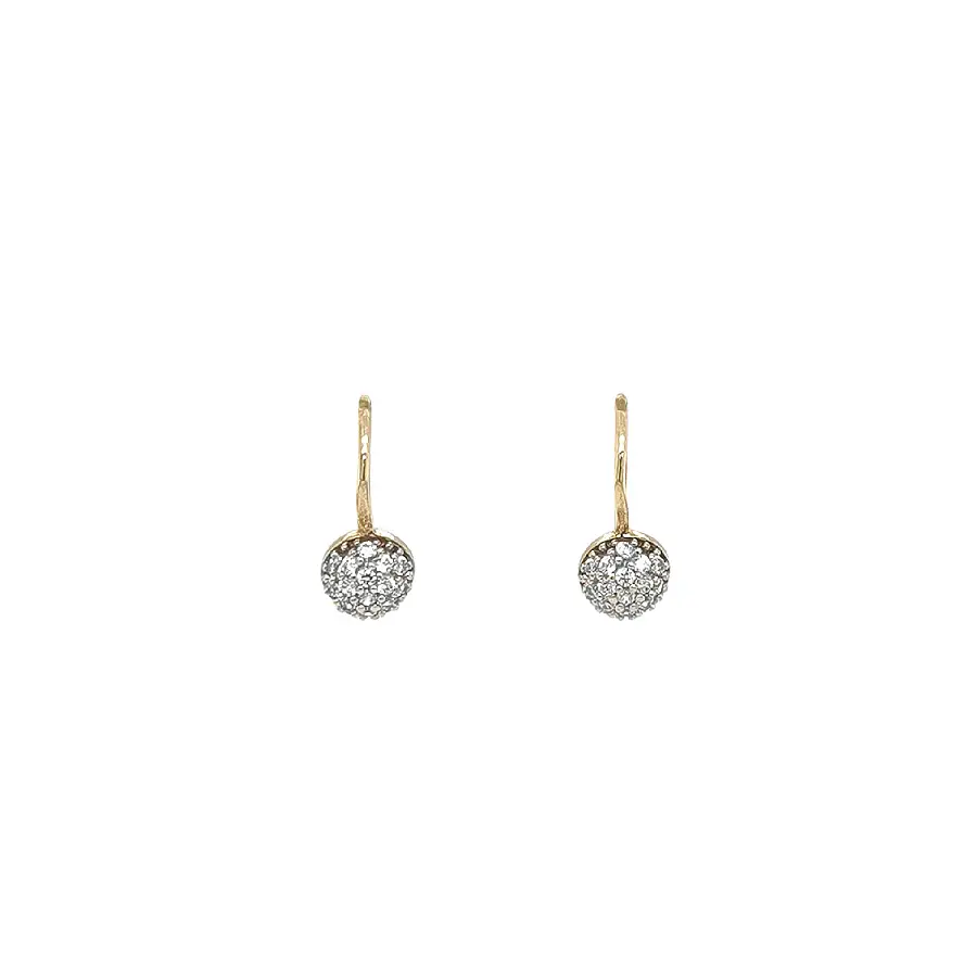 Gold Earrings with a Sparkling Zircon Sphere