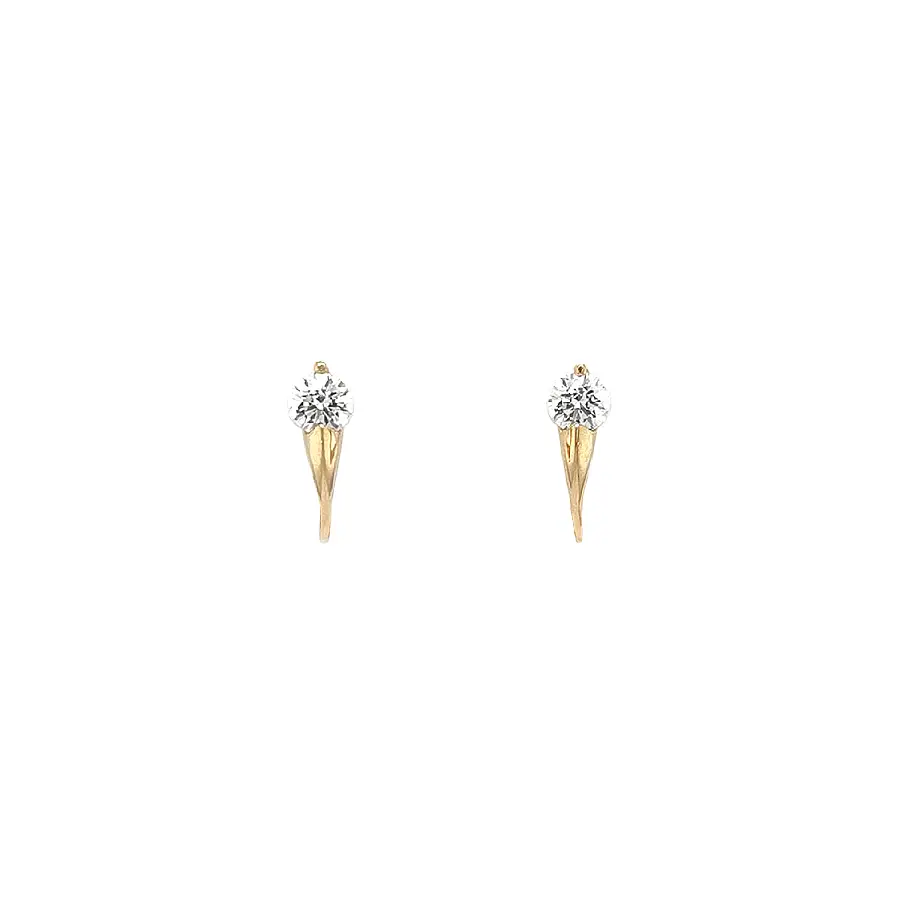 Gold Earrings with Zircon in Organic Design