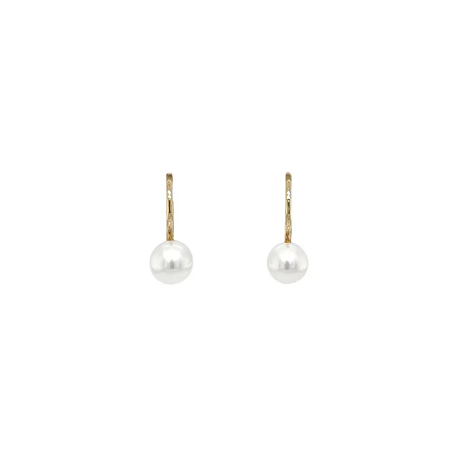 Gold Earrings with White Pearl