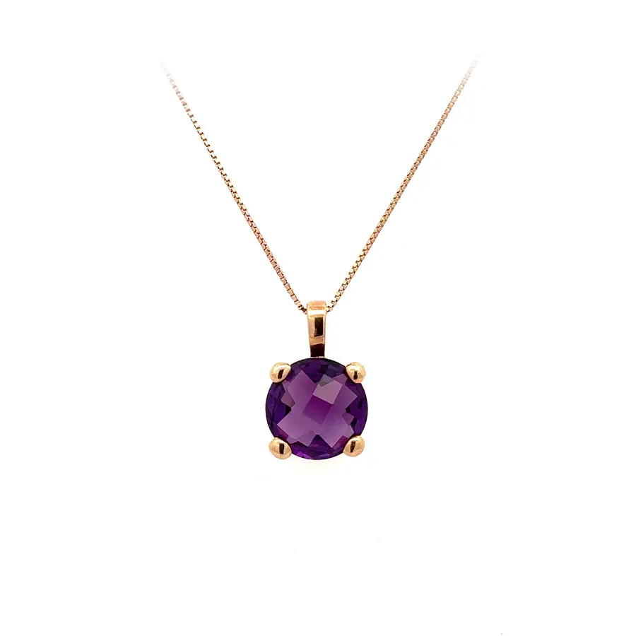 Gold Pendant with Amethyst