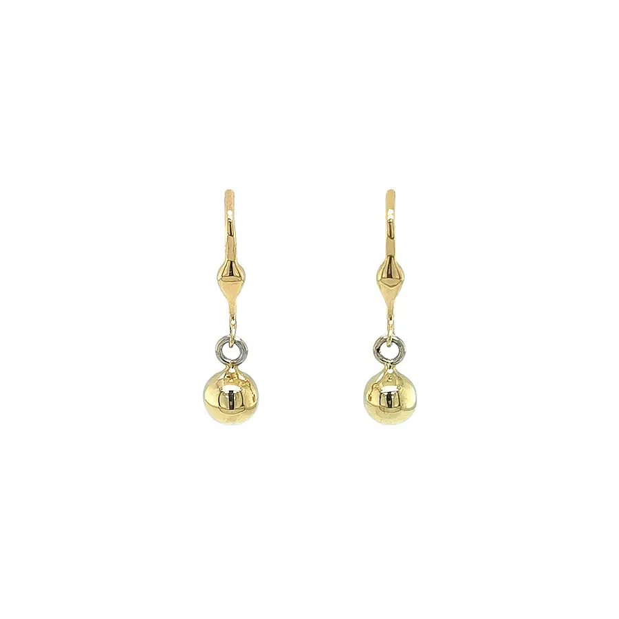 Gold dangling earrings with bead