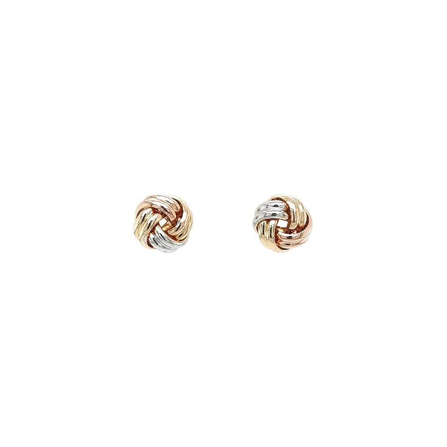 Gold Knot Earrings in Yellow, White & Rose Gold