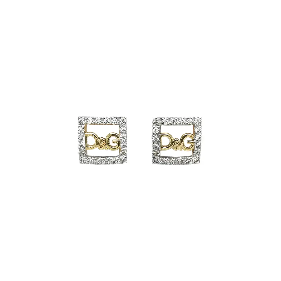 Gold Square D&G Earrings with Zirconia