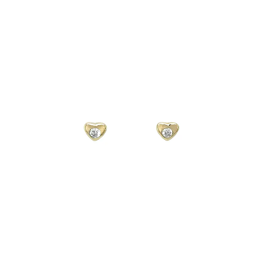 Gold Heart Earrings with Sparkling Stone