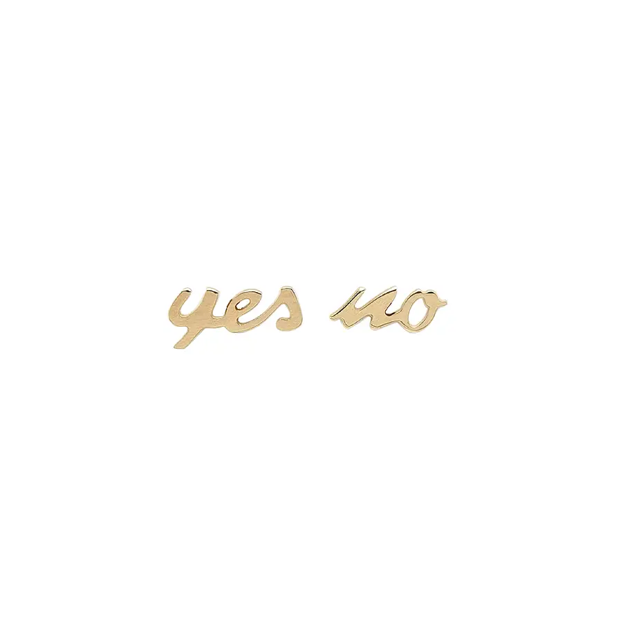 Gold “Yes / No” Earrings