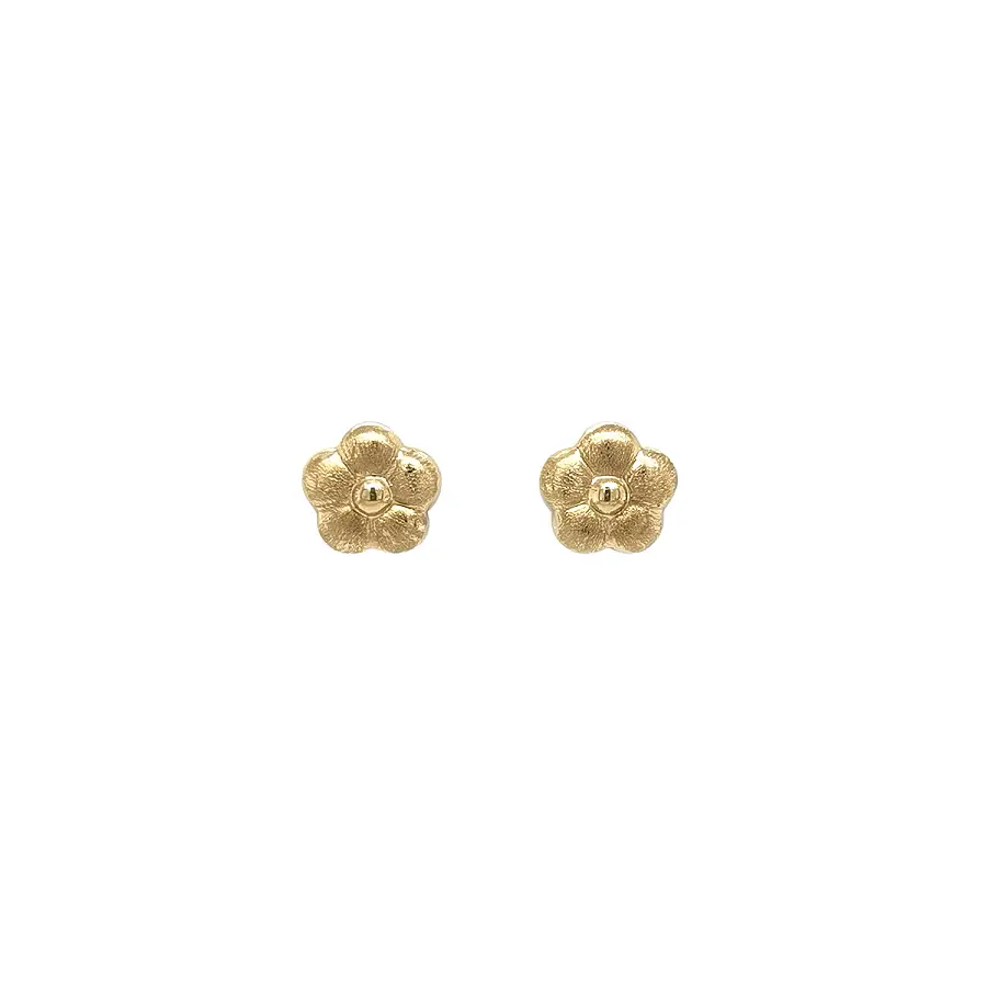 Gold Matte Flower Stud Earrings