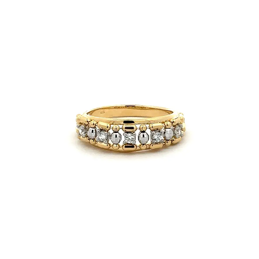 Gold Ring with Delicate Detailing and Clear Zirconia