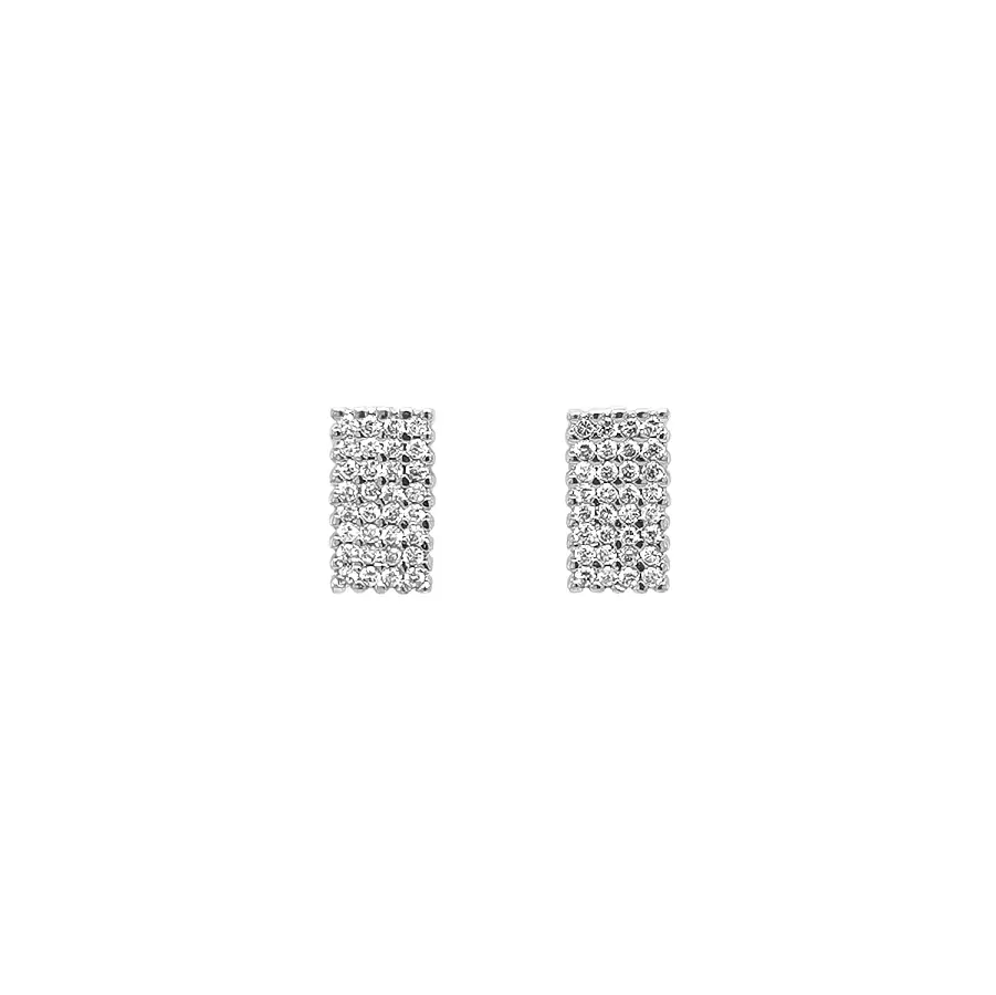 Gold Rectangular Pavé Zirconia Earrings