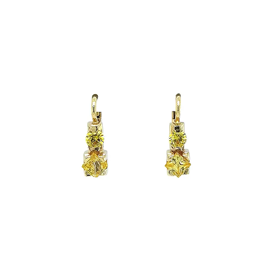 Gold Earrings with Citrine