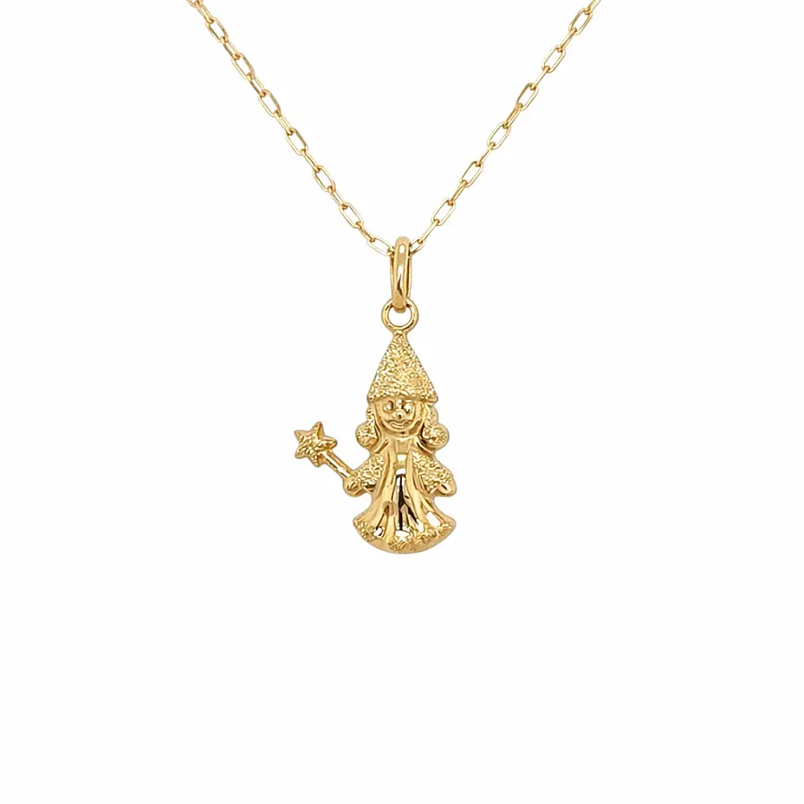 Gold Fairy Pendant with Magic Wand